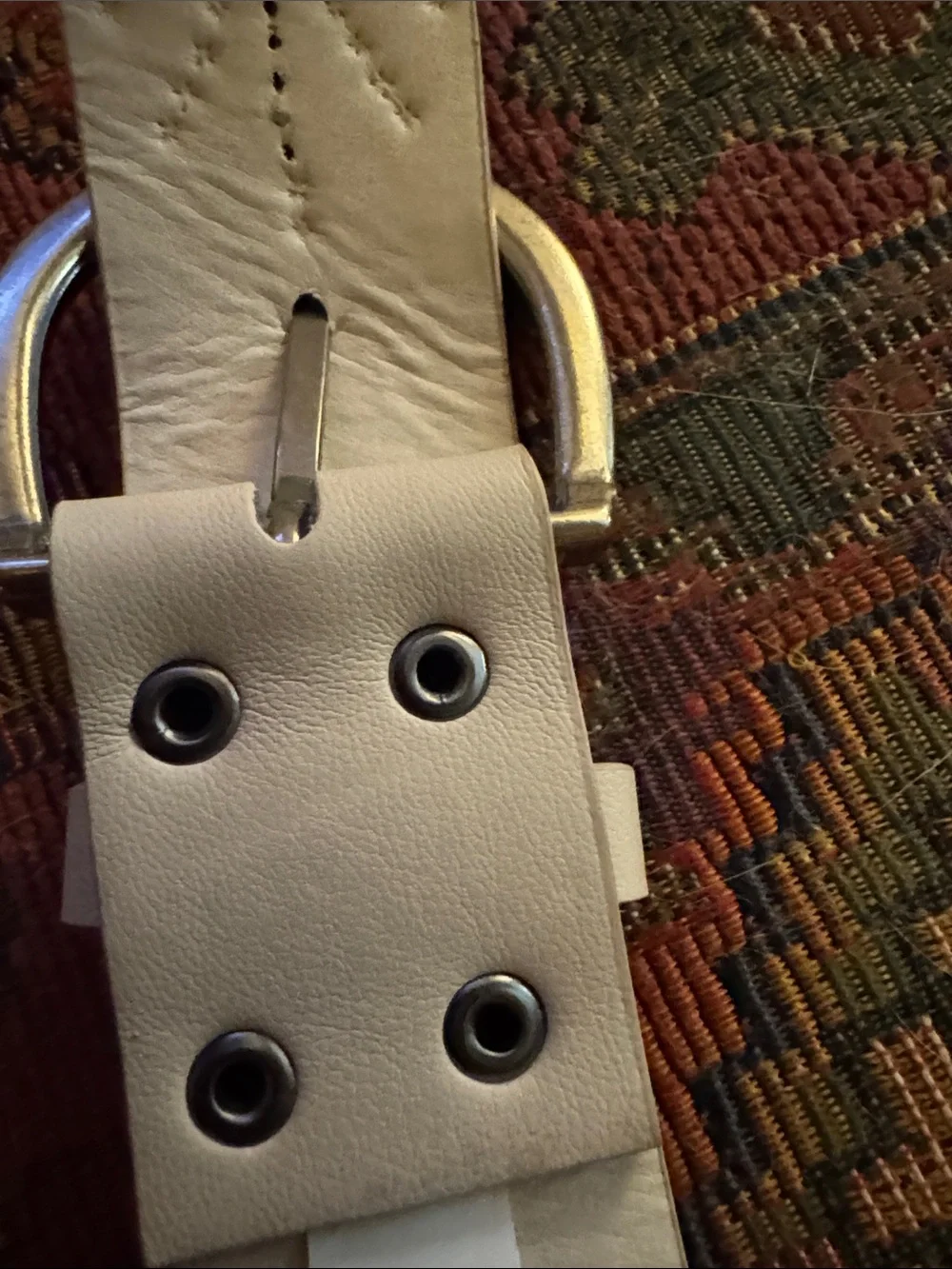 NWOT Cream Leather Belt with Turquoise Crystal Accent
